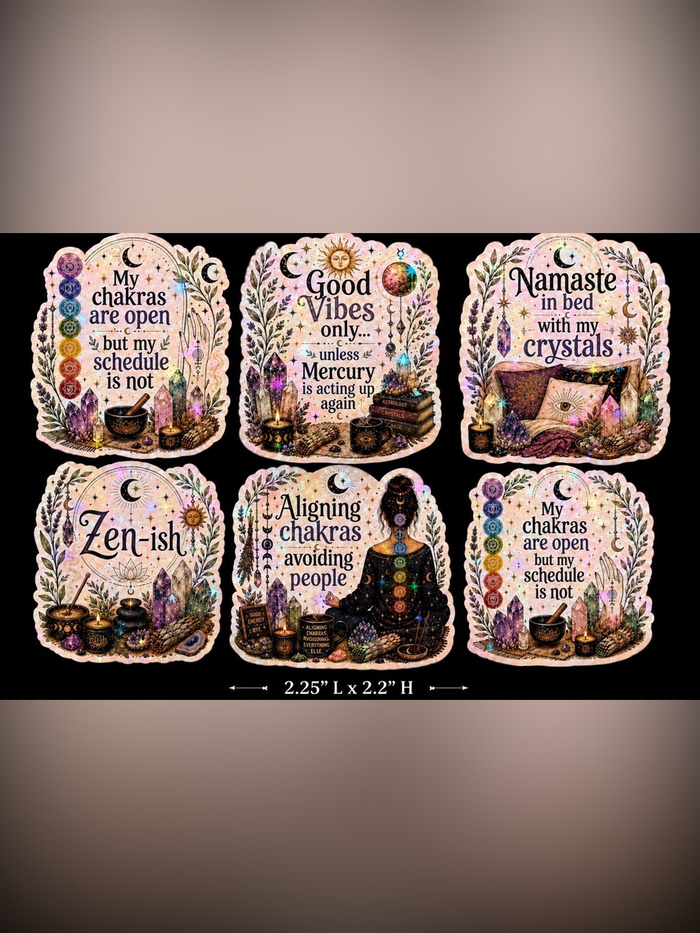 36 Count Handmade Reiki Holographic Stickers